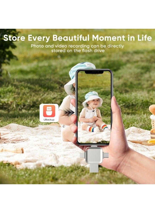 محرك أقراص فلاش USB سعة 1 تيرابايت، 1 تيرابايت USB 3.0 عالي السرعة 4 في 1 Type-c OTG USB Stick تخزين خارجي لأجهزة iPhone/PC/iPad/Android/أجهزة أخرى لنقل الصور ومقاطع الفيديو والتخزين والنسخ الاحتياطي