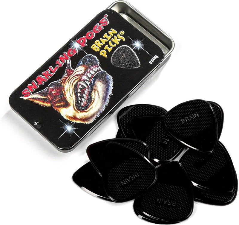 Snarling Dog D'Andrea Snarling Dog Brain Nylon Guitar Picks 12 Pack with Tin Box - Black, 0.88mm - Image 1