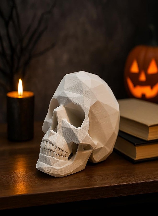 CUBIX3D Low-Poly Skull Sculpture | Modern Geometric Skull Showpiece | Gothic Halloween Decoration & Dark Aesthetic Home Décor - 13 x 8.5 cm - Image 2