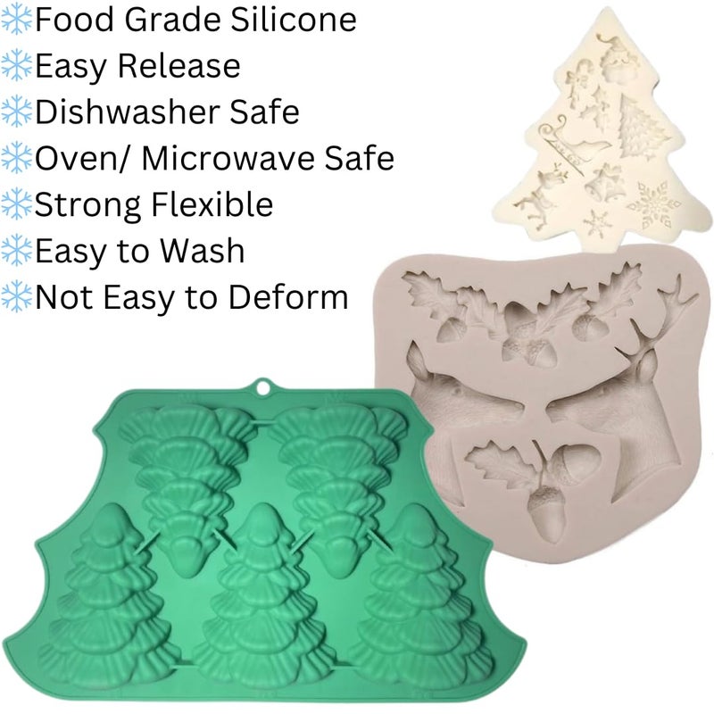 LEGACYCART 5 Cavity Christmas Tree Silicone Mould 9 and 4 Cavity Christmas Fondant Mould for Cake Cupcake Biscuit Chocolate Cookie Candy Mousse Cupcake DIY Christmas Dessert Decorating Pack of 1 - Image 3