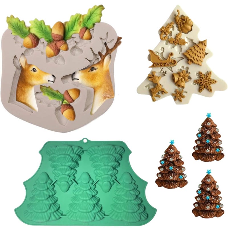LEGACYCART 5 Cavity Christmas Tree Silicone Mould 9 and 4 Cavity Christmas Fondant Mould for Cake Cupcake Biscuit Chocolate Cookie Candy Mousse Cupcake DIY Christmas Dessert Decorating Pack of 1 - Image 1
