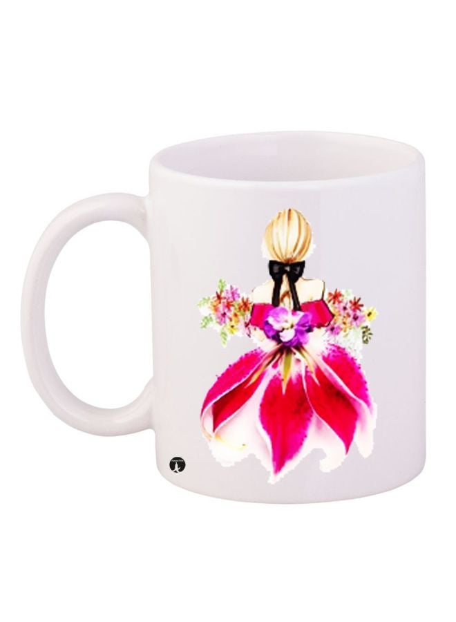 RYN Printed Coffee Mug White/Pink/Beige 11ounce