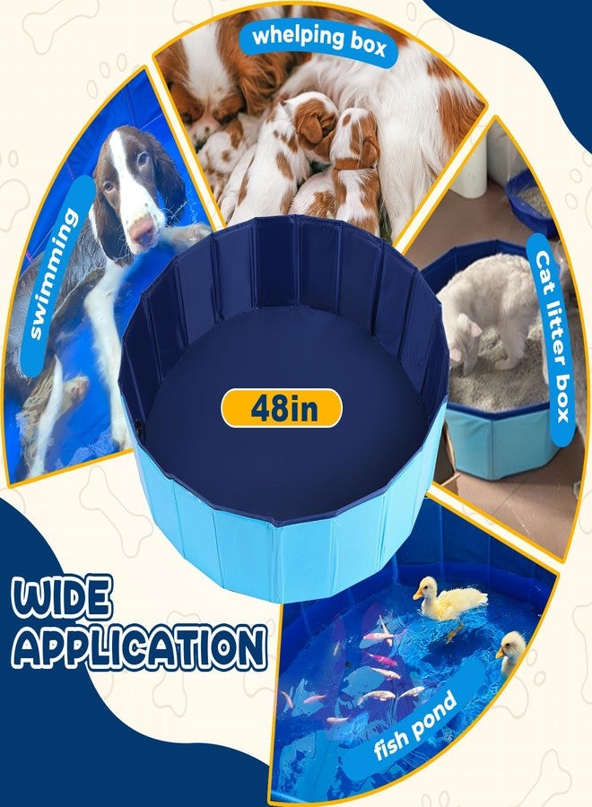 FLKQC Whelping Pen for Dogs, Foldable Birthing Pool for Dogs, Whelping Box for Dogs and Puppies, Poartable Plastic Swimming Pool & Bath Tub (Blue) (47.2” Dia. × 11.8”H (120cm × 30cm)) - Image 5