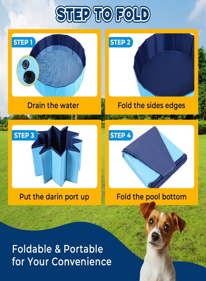 FLKQC Whelping Pen for Dogs, Foldable Birthing Pool for Dogs, Whelping Box for Dogs and Puppies, Poartable Plastic Swimming Pool & Bath Tub (Blue) (47.2” Dia. × 11.8”H (120cm × 30cm)) - Image 4