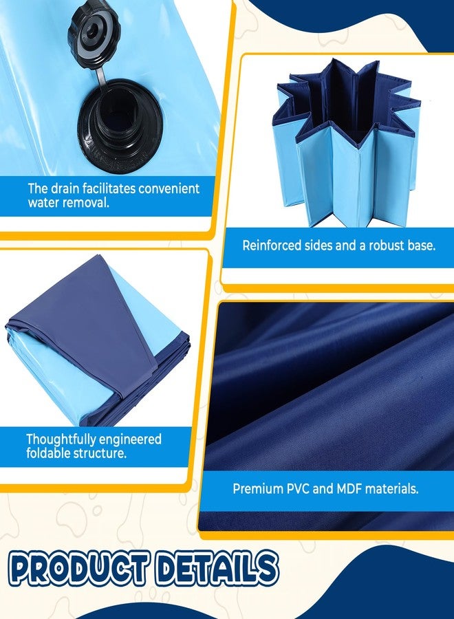 FLKQC Whelping Pen for Dogs, Foldable Birthing Pool for Dogs, Whelping Box for Dogs and Puppies, Poartable Plastic Swimming Pool & Bath Tub (Blue) (47.2” Dia. × 11.8”H (120cm × 30cm)) - Image 3