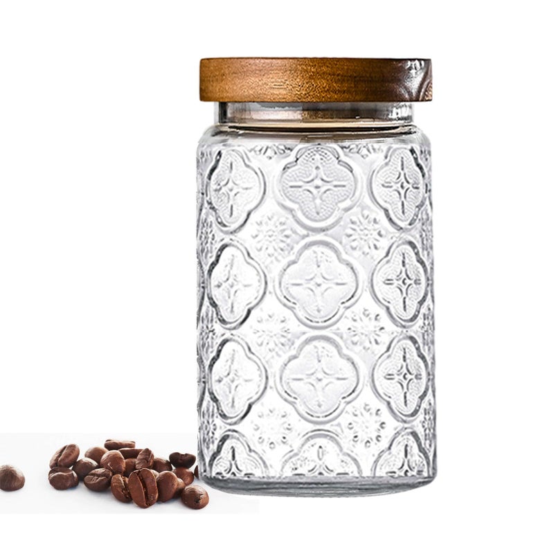 Adodeen 32oz Vintage Glass Jar With Lid, Glass Storage Containers, Airtight Kitchen Storage Containers For Sugar, Coffee, Tea, Spice, Flour, Candy Cookie, Pasta, Cereal, Cute Decorative Jars - Image 1