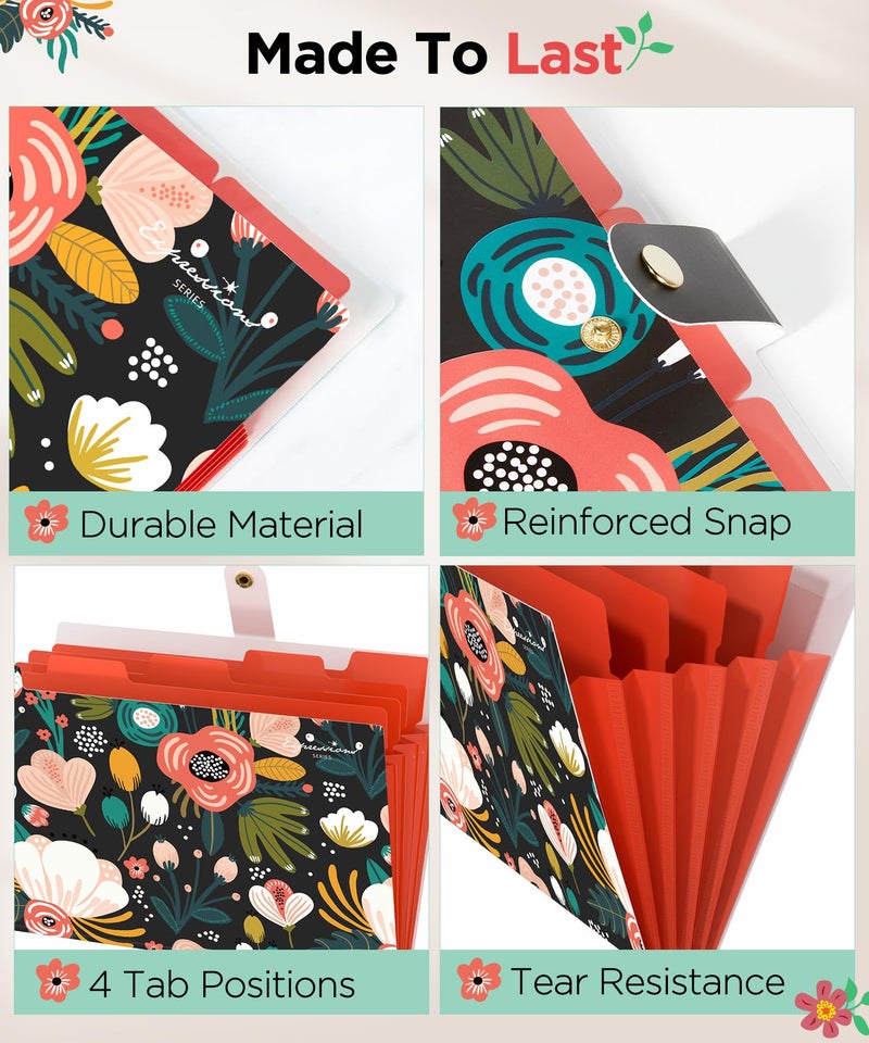 Sooez Expanding File Folders Organizer, Folders with 5 Pockets, Folders for Documents w/Sticker, Accordion File Organizer, Paper Receipt Bill Filing Organizer, School Office Travel Essentials Supplies - Image 4