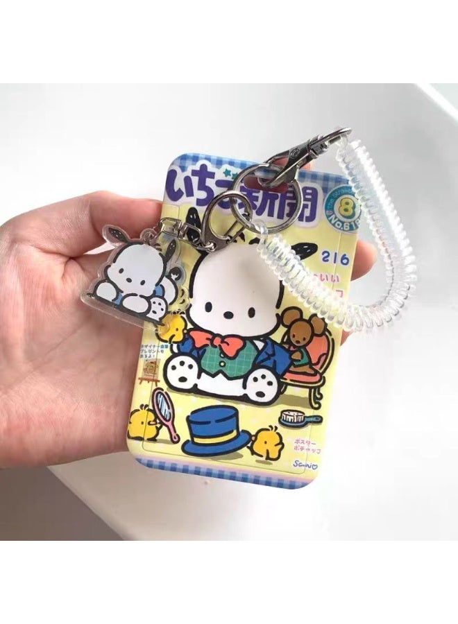 NIBEMINENT 1 - Piece Pacha Dog Kpop Photo Card Holder Pendant Key Chain ID Badge Holder ID Card Holder Photo Card Protector for School ID Office ID Access Card for Women Girls - Image 1