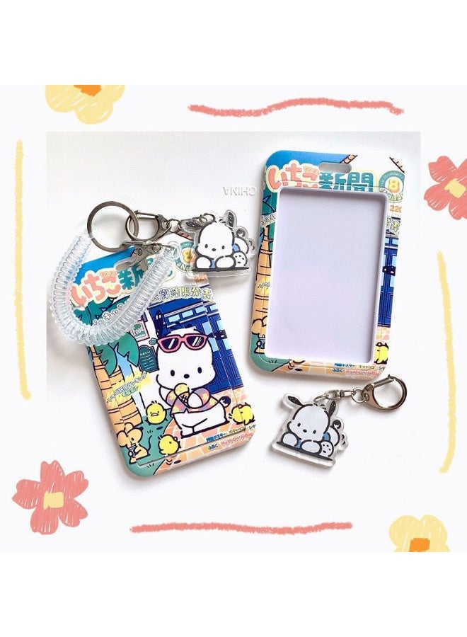 NIBEMINENT 1 - Piece Pacha Dog Kpop Photo Card Holder Pendant Key Chain ID Badge Holder ID Card Holder Photo Card Protector for School ID Office ID Access Card for Women Girls - Image 3