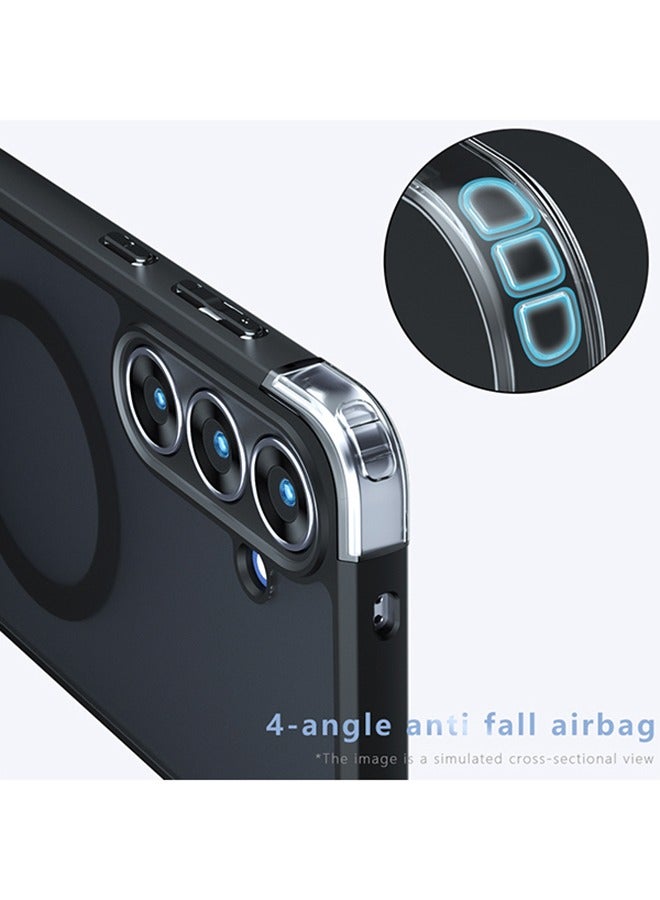 Magnetic Case for Samsung Galaxy S25 FE 5G, Frosted Translucent Back Protective Slim Phone Cover, Anti-Fingerprints, Anti-Fall Drop Protection, Shockproof Case for Samsung Galaxy S25 FE 5G (Black) - Image 3