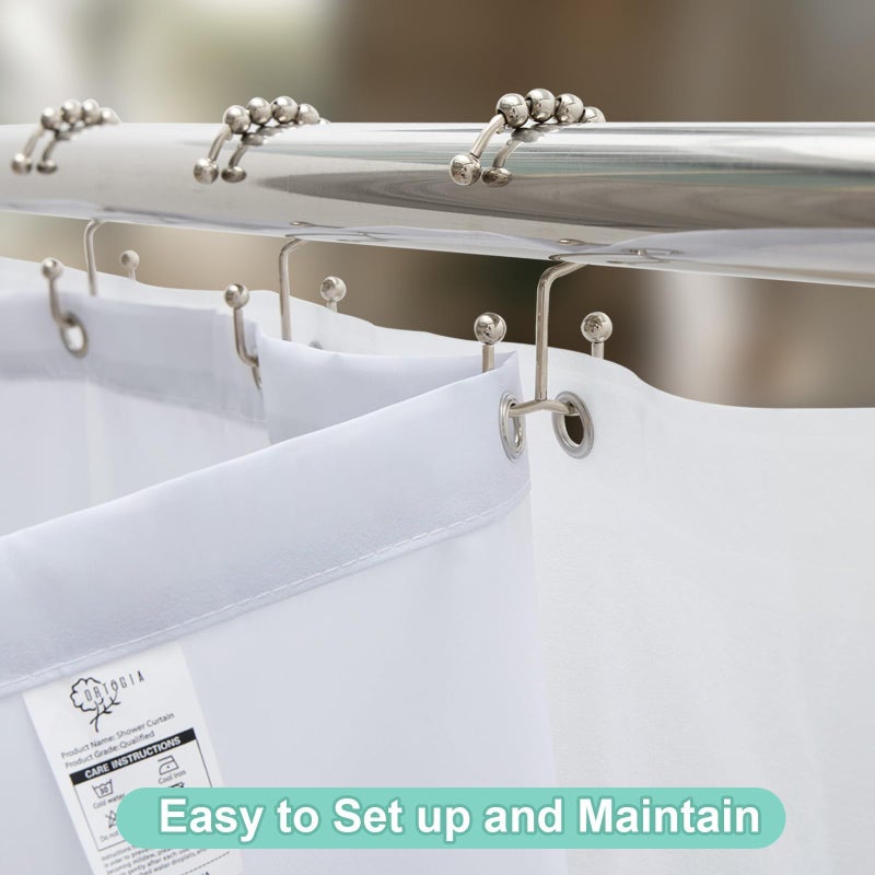 ORTIGIA 3 in 1 Waterproof Shower Curtain and Clear PEVA Liner Set with 12 Double Sided Metal Shower Curtain Hooks, Black Misty Forest Tree Soft Fabric Shower Curtain for Bathroom - 72 Wx72 L - Image 3