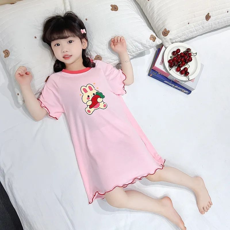 Ice Silk Short Sleeve Sleep Dress for Kids - Image 2