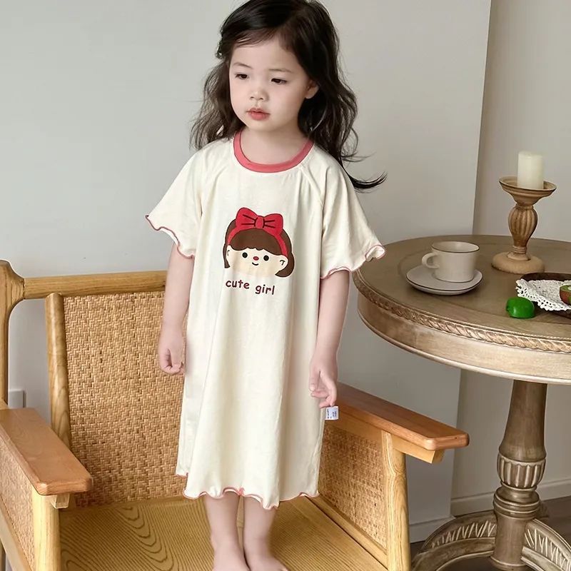 Ice Silk Short Sleeve Sleep Dress for Kids - Image 3