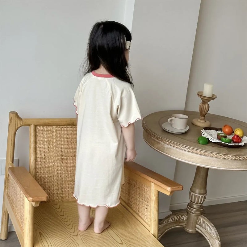 Ice Silk Short Sleeve Sleep Dress for Kids - Image 4