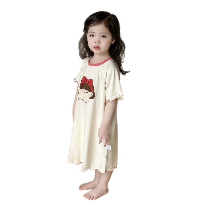 Ice Silk Short Sleeve Sleep Dress for Kids - Image 5