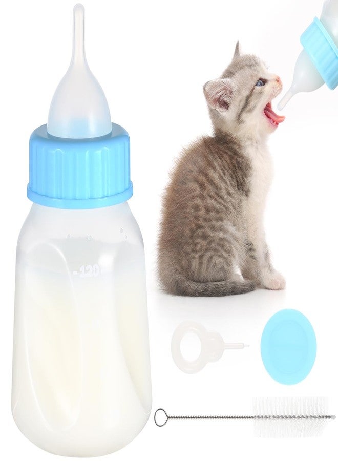 Balacoo Kitten Bottle Feeding Kit, Puppy Nursing Milk Feeder with Graduated for Pet Kitten Puppy Hamster Rabbit - Includes Replacement Nipple (Blue, 4 oz) - Image 1