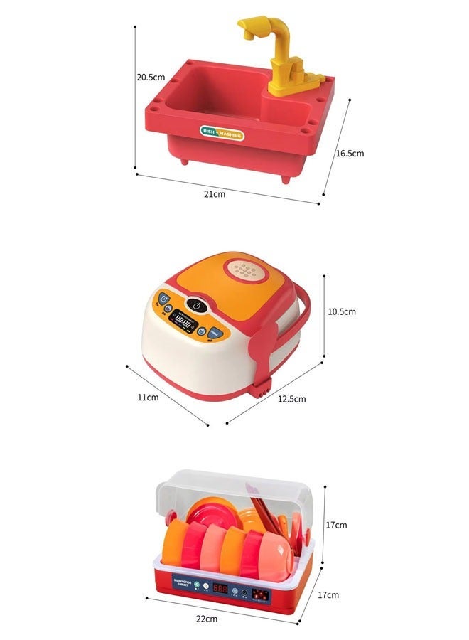 Kitchen Toy Set for Kids, 55 pcs kitchen playset,Pretend Play Cooking Set With Dishwasher With Water, Simulated Faucet, Rice Cooker, Disinfection Cabinet With Light And Music, Toys For Boys Girls Toddlers - Image 2