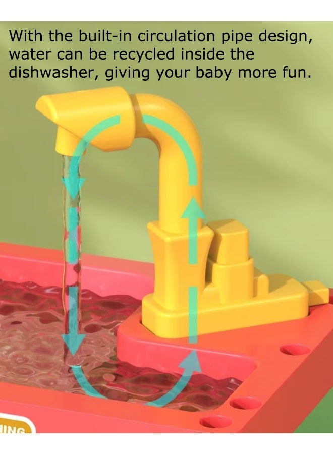 Kitchen Toy Set for Kids, 55 pcs kitchen playset,Pretend Play Cooking Set With Dishwasher With Water, Simulated Faucet, Rice Cooker, Disinfection Cabinet With Light And Music, Toys For Boys Girls Toddlers - Image 5