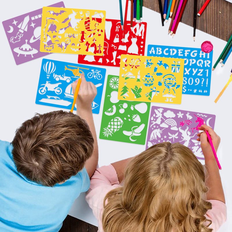 Acoavo Stencil Drawing Kit for Kids, 25 Pcs Plastic Drawing Stencils with 400+ Shapes, Great Birthday Gift for Boy Girl - Image 4
