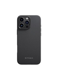 حافظة Pitaka العسكرية الواقية لهاتف iPhone 16 Pro Max - أسود/رمادي