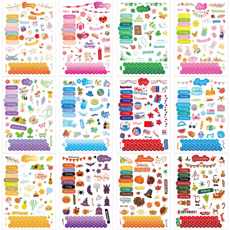 WorldBazaar daily planners Holiday Seasonal Planner Sticker Sheets Monthly Plan Stickers - Image 1