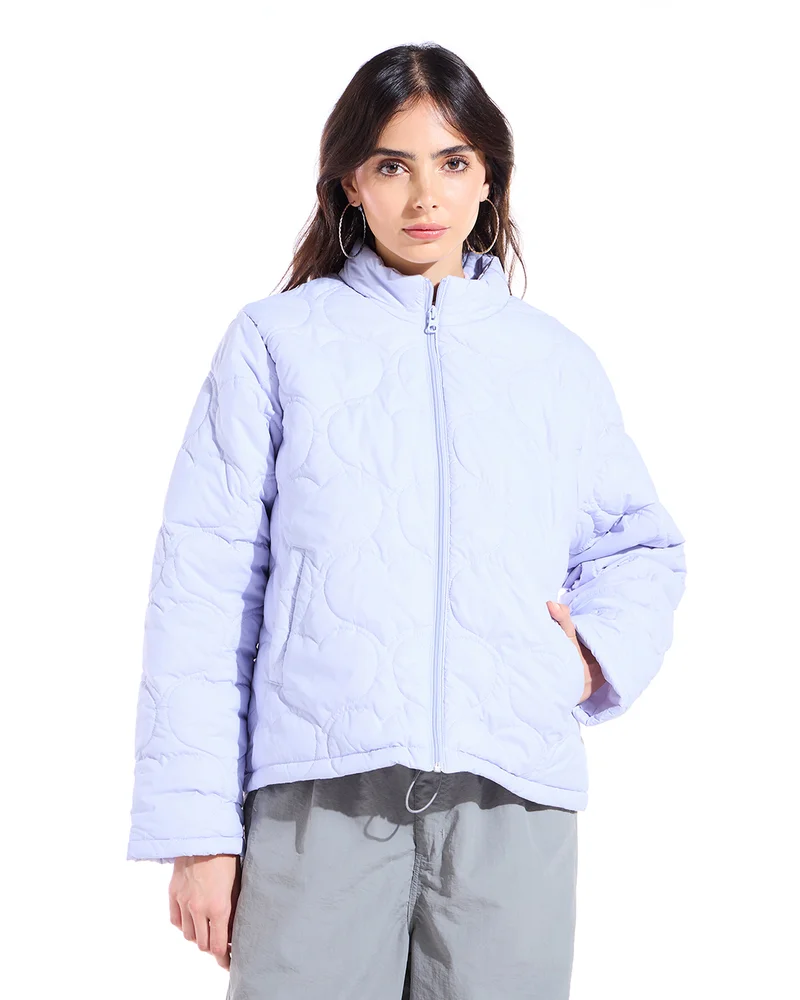 bewakoof Women's Lilac Oversized Puffer Jacket