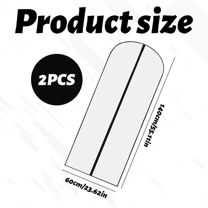 Qianeffort Long Dress Bags Covers,2 PCS Dress Bags Covers Long,Garment Covers Translucent with Zip Waterproof Dustproof,Dress Covers Garment bags Full Length for Long Dress Shirts Suits Jackets Coats Storage - Image 2