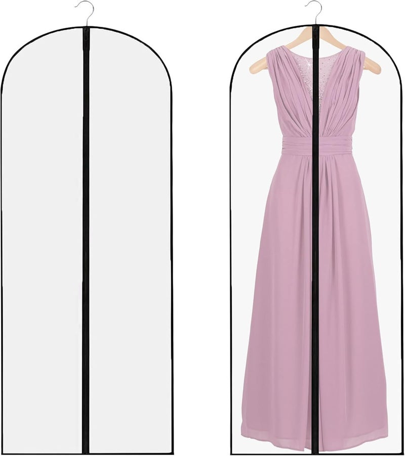 Qianeffort Long Dress Bags Covers,2 PCS Dress Bags Covers Long,Garment Covers Translucent with Zip Waterproof Dustproof,Dress Covers Garment bags Full Length for Long Dress Shirts Suits Jackets Coats Storage - Image 1