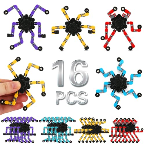 JYXT 16 Pack Fidget Spinners Deformable Stress Relief Sensory Toy Robot Spinner DIY Mechanical Spiral Twister Creative Chain Gyro Toy for Goodie Bag Stuffers Party Favors Gift Prizes Novely Anxiety Toys - Image 1