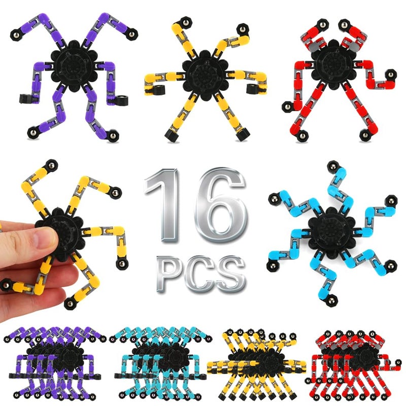 JYXT 16 Pack Fidget Spinners Deformable Stress Relief Sensory Toy Robot Spinner DIY Mechanical Spiral Twister Creative Chain Gyro Toy for Goodie Bag Stuffers Party Favors Gift Prizes Novely Anxiety Toys - Image 3