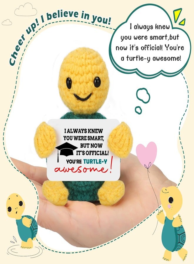 NEVERNERVE Funny Turtle Graduation Gifts for Her Him Women Men 2025 Graduation Decorations College Graduation Congratulations Gifts Basket for Nurse Girls Boys Friends Handmade Emotional Positive Crochet Turtle - Image 2