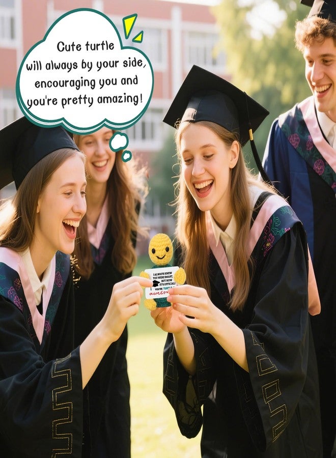 NEVERNERVE Funny Turtle Graduation Gifts for Her Him Women Men 2025 Graduation Decorations College Graduation Congratulations Gifts Basket for Nurse Girls Boys Friends Handmade Emotional Positive Crochet Turtle - Image 3