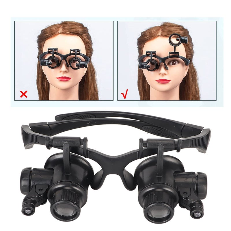 Watch Repair Magnifier with LED Light Hands Free Magnifying Glass Headband Visor for Close Work Jewelry Craft Reading - Image 3