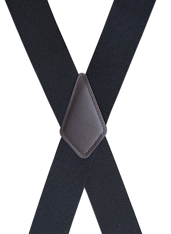 وهاواي Men's Suspenders X Back 5cm Wide with Extra Heavy Clips, Adjustable Elastic Work Suspenders for Men Black - Image 5