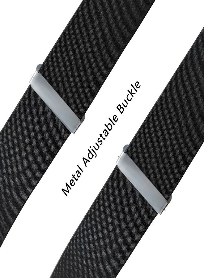 وهاواي Men's Suspenders X Back 5cm Wide with Extra Heavy Clips, Adjustable Elastic Work Suspenders for Men Black - Image 3