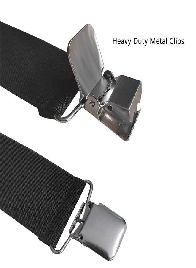 وهاواي Men's Suspenders X Back 5cm Wide with Extra Heavy Clips, Adjustable Elastic Work Suspenders for Men Black - Image 4