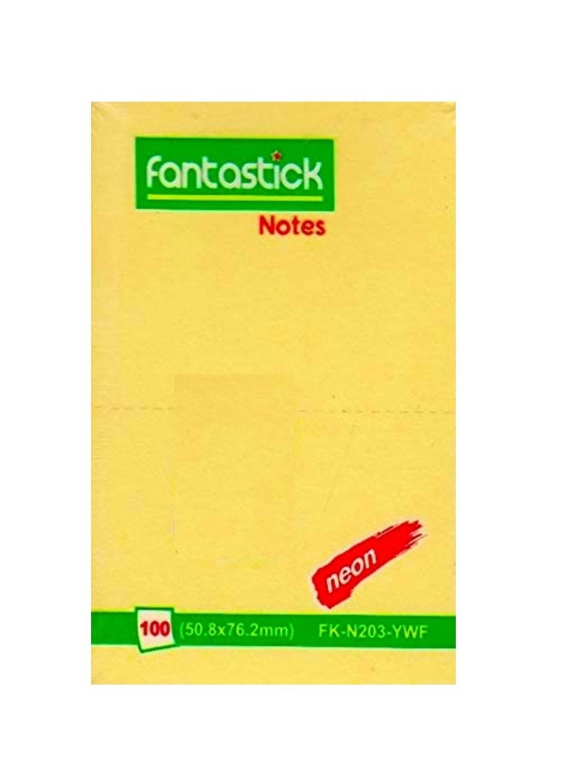 Fantastick 3-Piece Sticky Notes 2x3 Inch Size Neon Yellow - Image 2