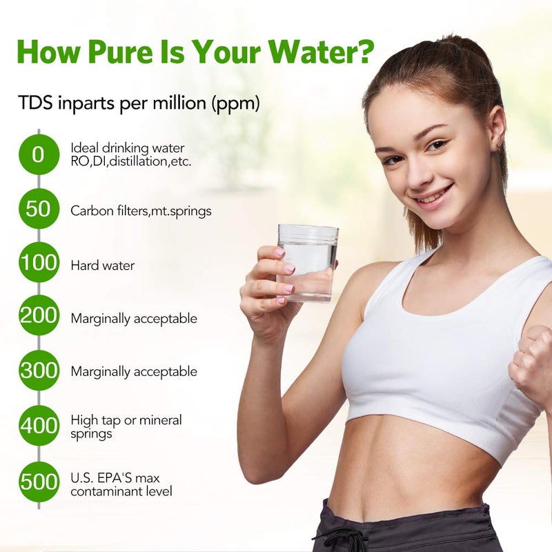 Hofun جهاز قياس TDS، 3 في 1 TDS، EC ودرجة الحرارة، جهاز قياس PPM للمياه الشرب، مجموعات اختبار المياه الرقمية، لا حاجة للتثبيت - Image 5