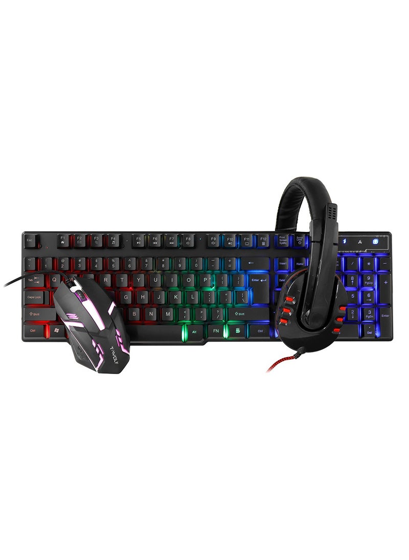 T-WOLF Gaming Keyboard Mouse Headset and Mouse Pad Set - 4 in 1 Luminous T-WOLF TF-800  - Image 4