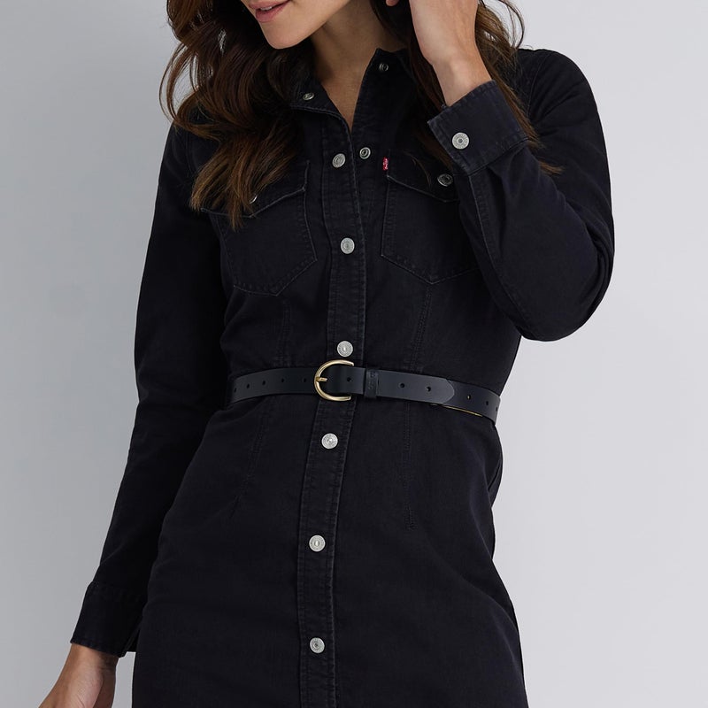 Levi's حزام ليفي النسائي القابل للتعديل بالكامل، مثقوب باللون الأسود، متوسط - Image 5