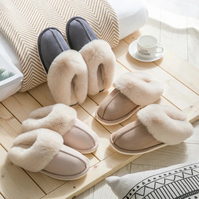 Y&D Autumn Winter Suede Home Warm slippers Men and Women Fur Slippers Plush Slippers - Image 2