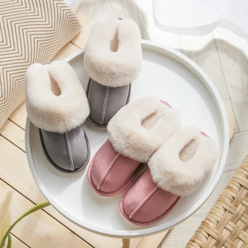 Y&D Autumn Winter Suede Home Warm slippers Men and Women Fur Slippers Plush Slippers - Image 3