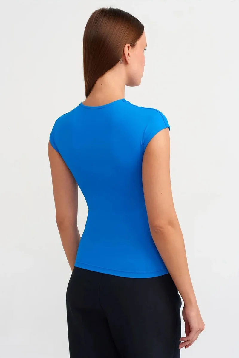 Dilvin Cobalt Blue DILVIN Women's Slim Fit Crew Neck T-Shirt for Women | Best Price UAE