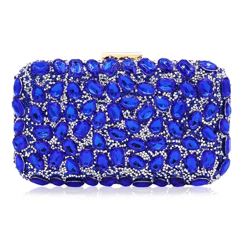 Milisente Clutch Purses For Women Crystal Clutches Evening Bags Gemstone Clutch Purse For Wedding Formal(Blue) - Image 1