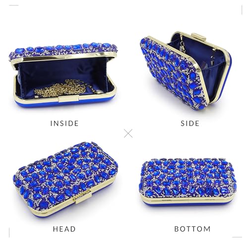 Milisente Clutch Purses For Women Crystal Clutches Evening Bags Gemstone Clutch Purse For Wedding Formal(Blue) - Image 5