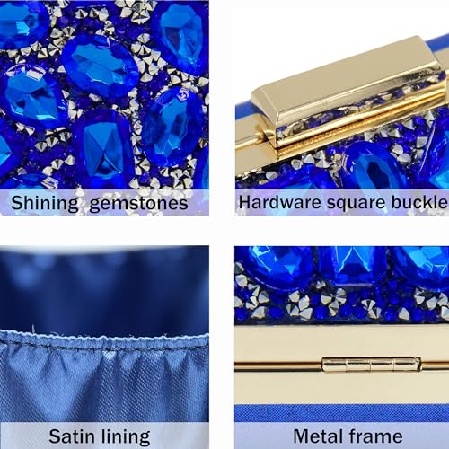 Milisente Clutch Purses For Women Crystal Clutches Evening Bags Gemstone Clutch Purse For Wedding Formal(Blue) - Image 4