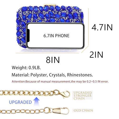 Milisente Clutch Purses For Women Crystal Clutches Evening Bags Gemstone Clutch Purse For Wedding Formal(Blue) - Image 3