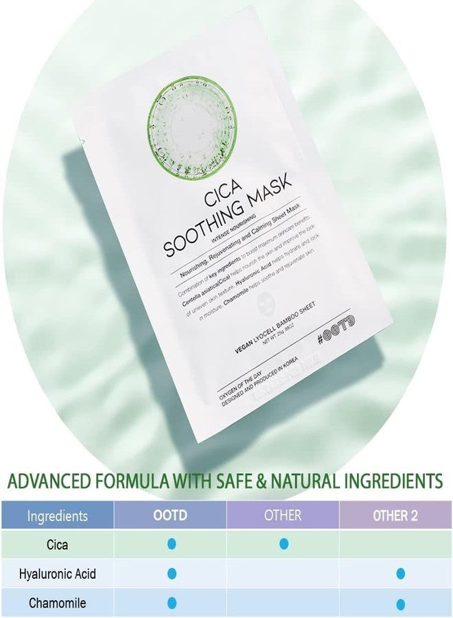 #OOTD Cica Calming Mask for Face Sensitive Irritated Skin, Soothing, Moisturizing, Korean Anti Aging Face Mask, Eve Vegan, Chamomile, Hyaluronic Acid 10EA - Image 2