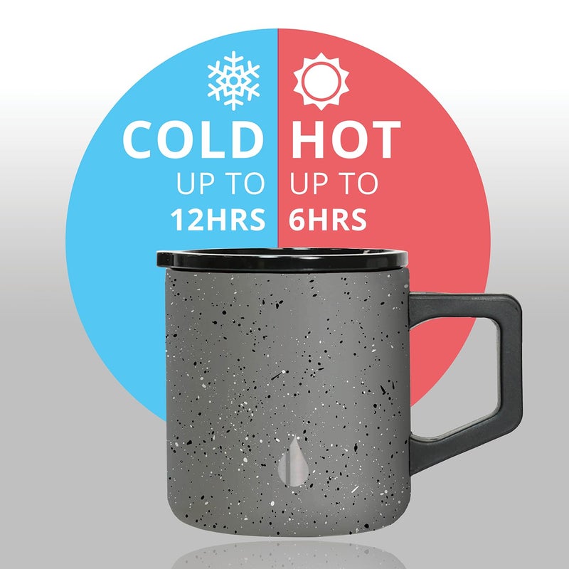 Elemental Insulated Coffee Mug - Triple-Wall Stainless Steel Summit Travel Cup for Hot and Cold Drinks - Thermal Coffee Mug with Lid and Handle for Camping  Office & Travel 12oz - Grey Speckle - Image 5