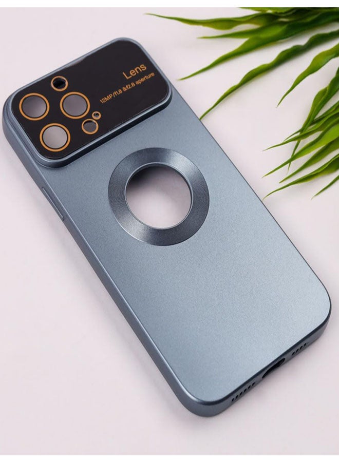 iPhone 14 Pro Max Case Metallic Color Silicone Cover With Camera Lens Protector For iPhone 14 Pro Max - Sierra Blue